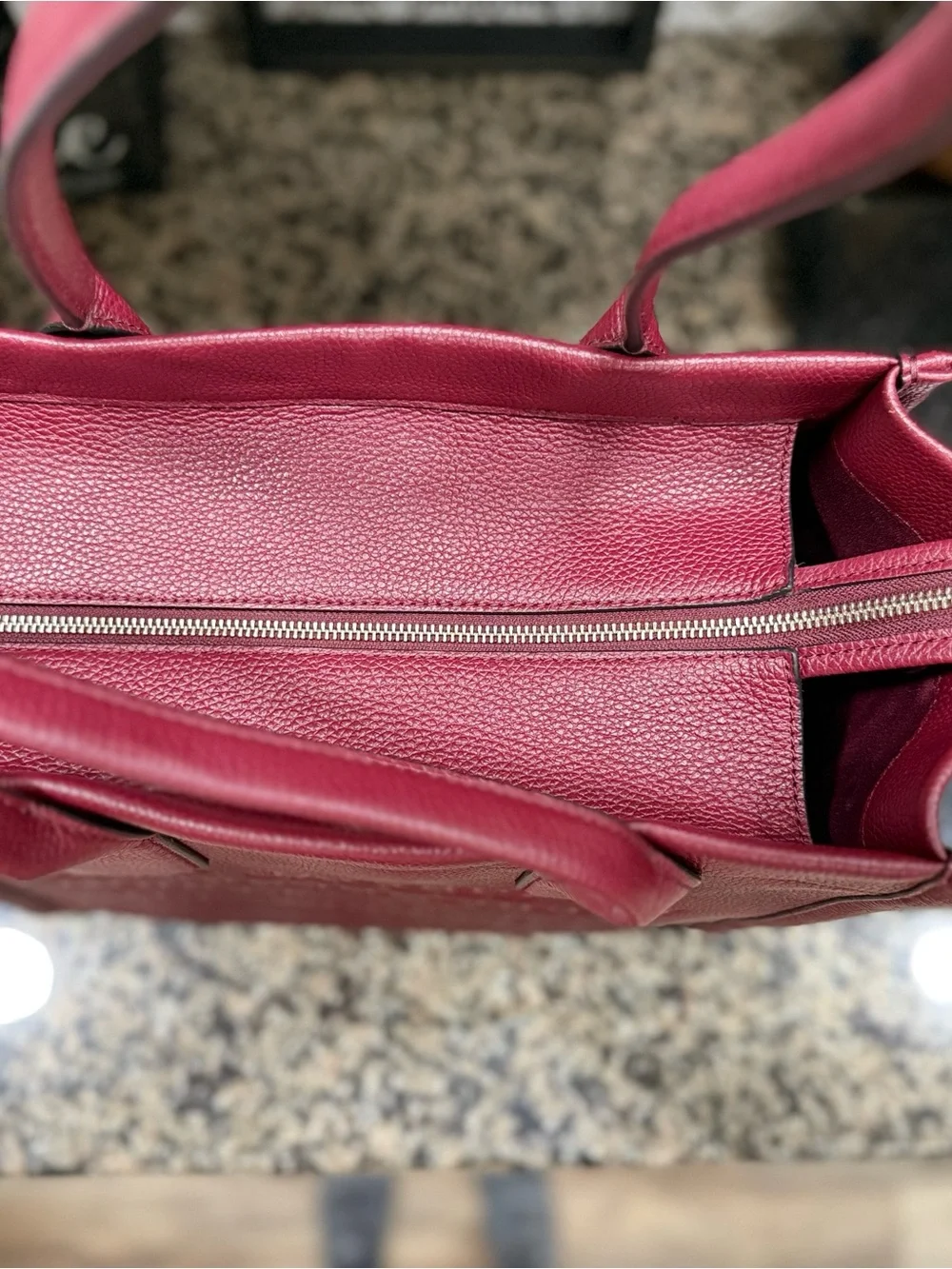 Marc Jacobs Rose Burgundy Pebbled Leather Workwear Tote